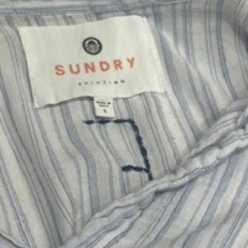 Sundry Sea Sun Salt White with Micro Blue Stripes Shirt - Size S - Picture 5 of 7